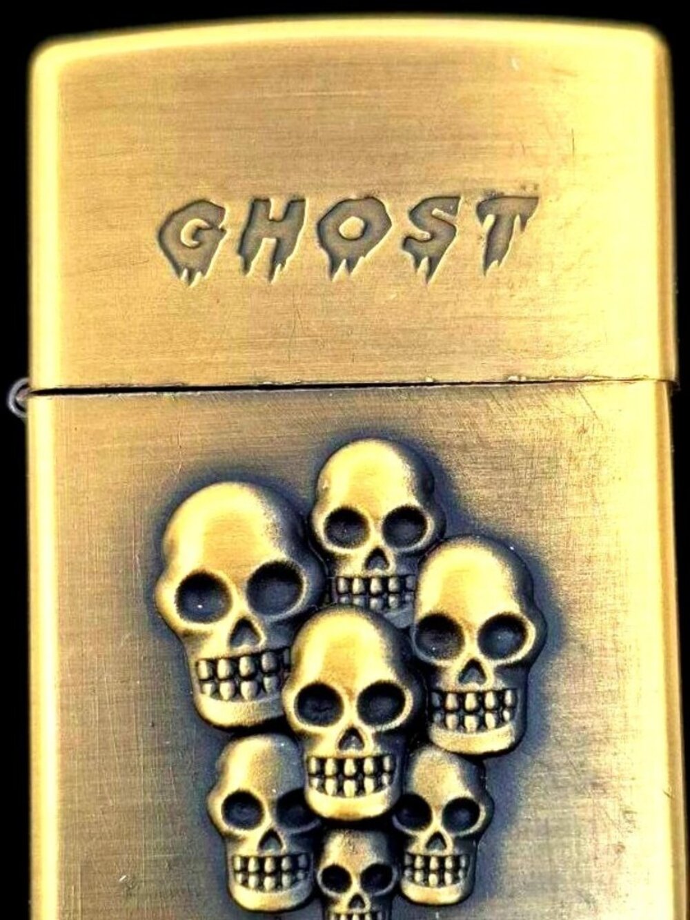 Brass Ghost Skull Highly Detailed Deep Carved Lighter